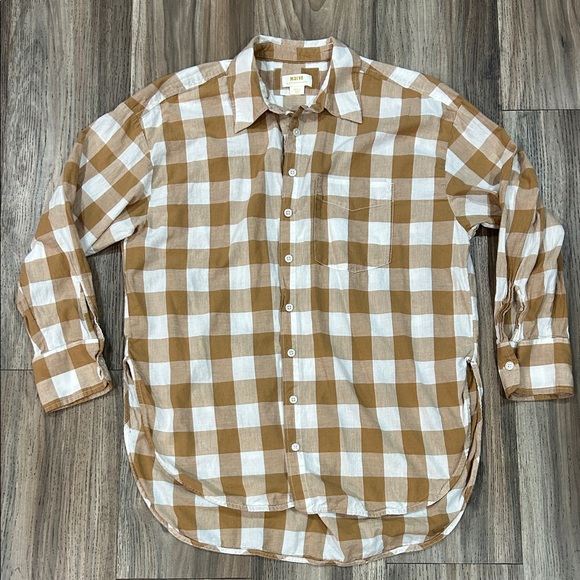 Maeve by Anthropologie Tops - Maeve Brown and White Checkered Shirt